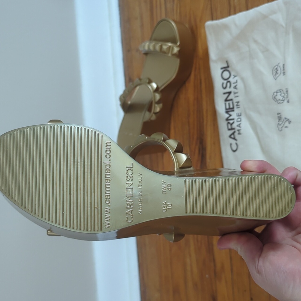 Gold Wedge Platform Sandals - image 2